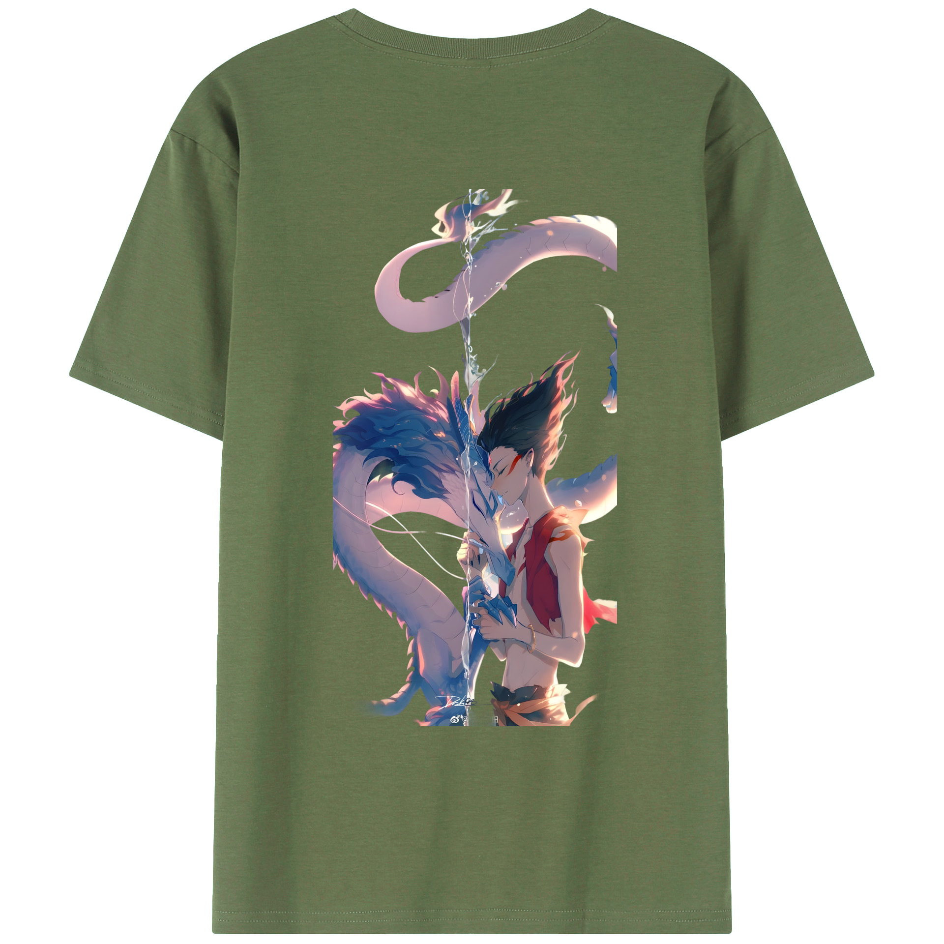 （画像用） Ne Zha 2 ナタ 魔童の大暴れ 綿100％ メンズ半袖Tシャツ（バックプリント） 通気性